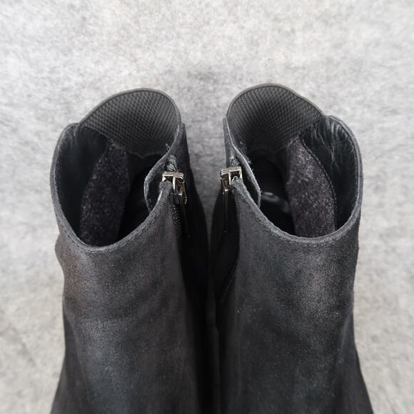 Aquatalia Shoes Womens 8 Booties Franca Ankle Boot Leather Almond Toe Black Zip - Picture 3 of 15